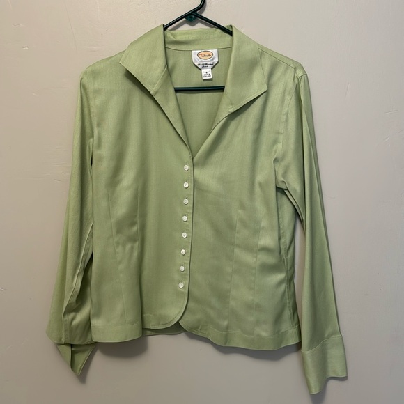 Talbots wrinkle resistance stretch blouse size 8 green - Picture 1 of 5